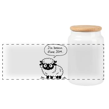 JDM Sheep - Panoramic Cookie Jar with Wooden Lid - white - Front