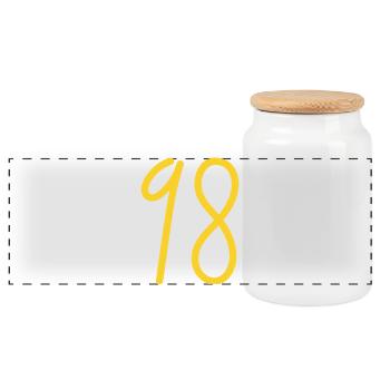 98 - Panoramic Cookie Jar with Wooden Lid - white - Front