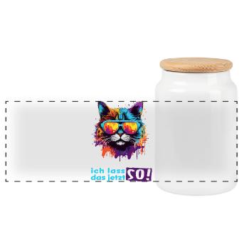I don't care! I'll leave it that way now! - Panoramic Cookie Jar with Wooden Lid - white - Front