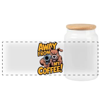 Weg Von Meinem Kaffee! - Panorama Keksdose mit Holzdeckel - Weiß - Vorne