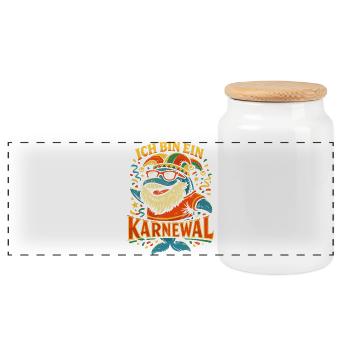 Cologne Carnival Carnival Carnival Gift - Panoramic Cookie Jar with Wooden Lid - white - Front