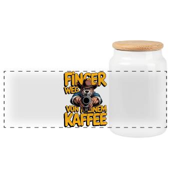 Hands off my coffee - Panoramic Cookie Jar with Wooden Lid - white - Front