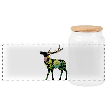 Cerf - Boîte à biscuits avec couvercle en bois - blanc - Devant