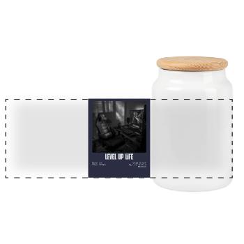LevelUp Retro Gamer Tee - Panoramic Cookie Jar with Wooden Lid - white - Front