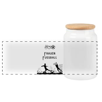 Silhouette de football devant le but - Boîte à biscuits avec couvercle en bois - blanc - Devant