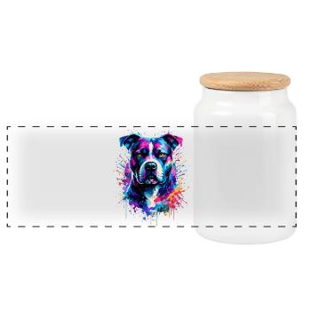 American Staffordshire Terrier - Panoramic Cookie Jar with Wooden Lid - white - Front