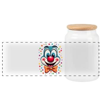 Carnival Clown Costume Carnival Carnival - Panoramic Cookie Jar with Wooden Lid - white - Front