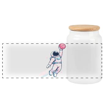 Astronaute Cosmic Hoop - Boîte à biscuits avec couvercle en bois - blanc - Devant