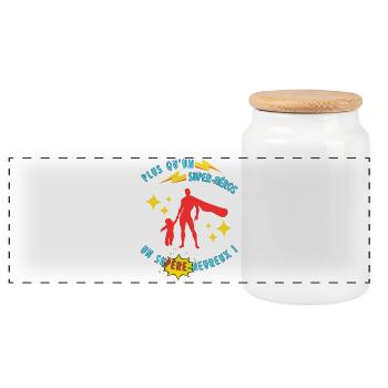 Plus qu’un super-héros, un supère-heureux - Boîte à biscuits avec couvercle en bois - blanc - Devant