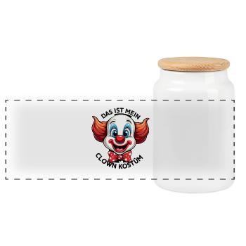 Carnival Clown Costume Carnival Carnival - Panoramic Cookie Jar with Wooden Lid - white - Front