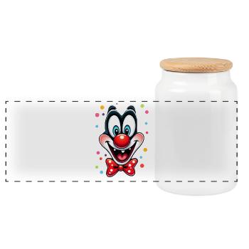 Carnival Clown Costume Carnival Carnival - Panoramic Cookie Jar with Wooden Lid - white - Front