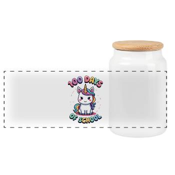 100th Day Of School 100 Day Of School Kids - Panoramic Cookie Jar with Wooden Lid - white - Front