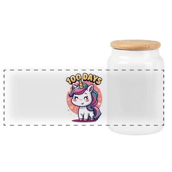 100th Day Of School 100 Day Of School Kids - Panoramic Cookie Jar with Wooden Lid - white - Front