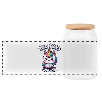100th Day Of School 100 Day Of School Kids - Panoramic Cookie Jar with Wooden Lid - white - Front