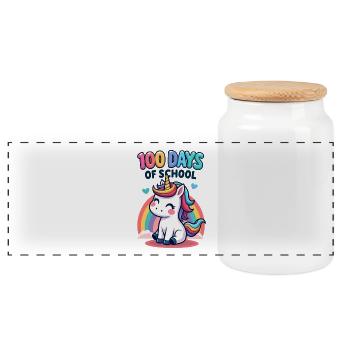 100th Day Of School 100 Day Of School Kids - Panoramic Cookie Jar with Wooden Lid - white - Front