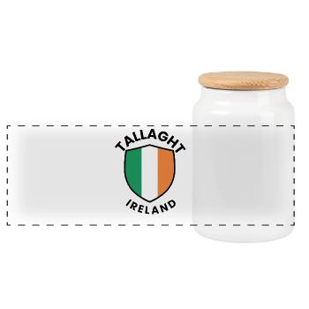 Tallaght Ireland Shield-Flagge - Panorama Keksdose mit Holzdeckel - Weiß - Vorne