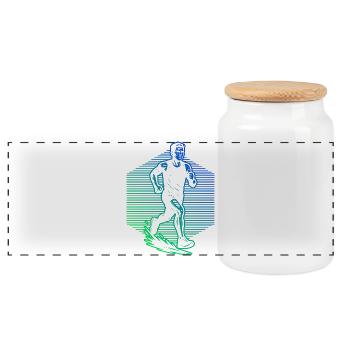 Running Graphics for Races - Panoramic Cookie Jar with Wooden Lid - white - Front