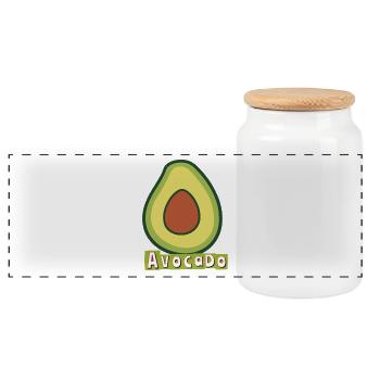Avocado Pop Art Illustration - Panoramic Cookie Jar with Wooden Lid - white - Front