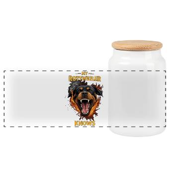 If My Rottweiler Doesn't Like lustiger Spruch - Panoramic Cookie Jar with Wooden Lid - white - Front