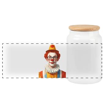A clown for carnival / carnival - Panoramic Cookie Jar with Wooden Lid - white - Front