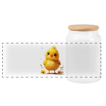 Un petit petit petit mignon, adapté au printemps - Boîte à biscuits avec couvercle en bois - blanc - Devant