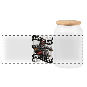 Born to Ride - Ride to Live - Panorama Keksdose mit Holzdeckel - Weiß - Vorne