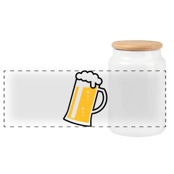 Maßkrug (Bier / Bierseidel / Bierglas / R /// 2C)  - Panorama Keksdose mit Holzdeckel - Weiß - Vorne