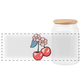 Kirschblüten Charme Illustration - Panorama Keksdose mit Holzdeckel - Weiß - Vorne
