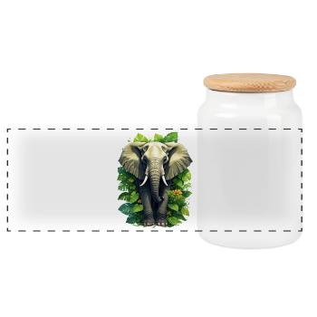 Un éléphant dans la jungle - Boîte à biscuits avec couvercle en bois - blanc - Devant