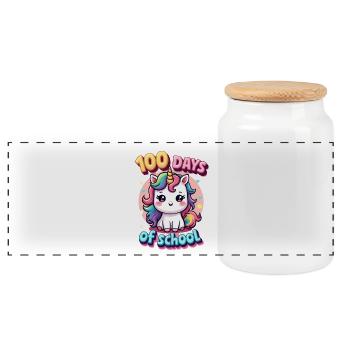 100th Day Of School 100 Day Of School Kids - Panoramic Cookie Jar with Wooden Lid - white - Front