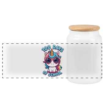 100th Day Of School 100 Day Of School Kids - Panoramic Cookie Jar with Wooden Lid - white - Front