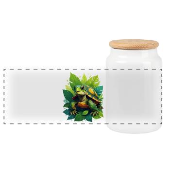 Turtle - Panoramic Cookie Jar with Wooden Lid - white - Front
