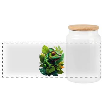 caméléon - Boîte à biscuits avec couvercle en bois - blanc - Devant