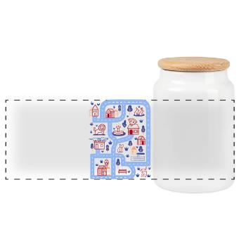 Play street - Panoramic Cookie Jar with Wooden Lid - white - Front