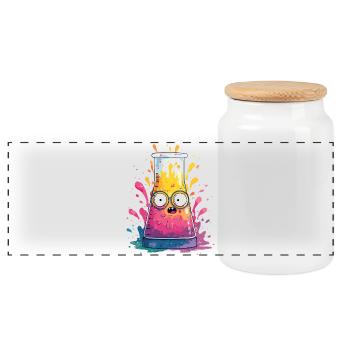 Bande dessinée colorée Test Tube - Boîte à biscuits avec couvercle en bois - blanc - Devant