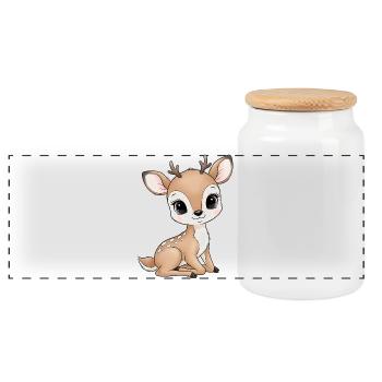 Cute Foal Cartoon - Panoramic Cookie Jar with Wooden Lid - white - Front