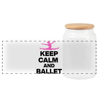 KEEP CALM AND BALLET, GRACE & POWER! BALLETT FAN🩰 - Panorama Keksdose mit Holzdeckel - Weiß - Vorne