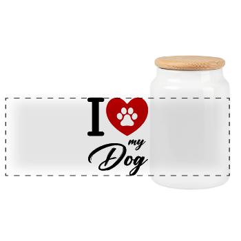 I Love my Dog - Panorama Keksdose mit Holzdeckel - Weiß - Vorne
