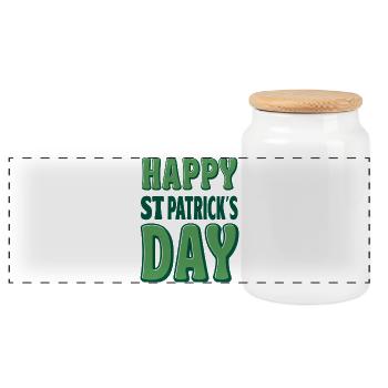 Happy Green St. Patrick's Day - Panoramic Cookie Jar with Wooden Lid - white - Front