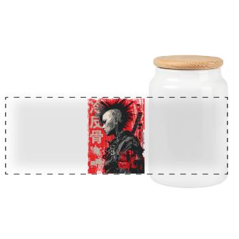 Punk Warrior – 冷反骨 Art urbain - Boîte à biscuits avec couvercle en bois - blanc - Devant