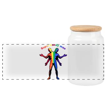 Super-Handwerker-Regenbogen - Panorama Keksdose mit Holzdeckel - Weiß - Vorne
