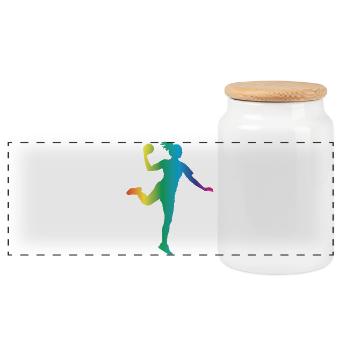 Handball Silhouette - Panorama Keksdose mit Holzdeckel - Weiß - Vorne