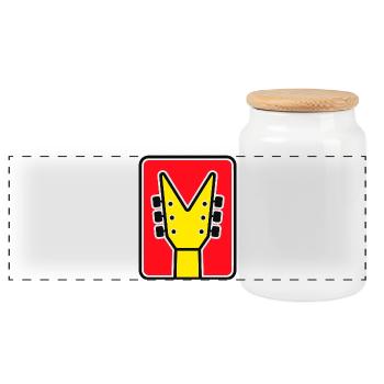 Guitar Emblem - Panoramic Cookie Jar with Wooden Lid - white - Front