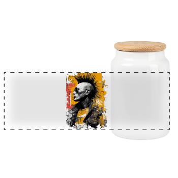 Punk avec crête - Boîte à biscuits avec couvercle en bois - blanc - Devant