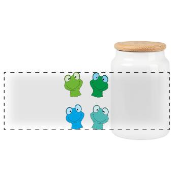 Visages colorés de grenouilles - Boîte à biscuits avec couvercle en bois - blanc - Devant