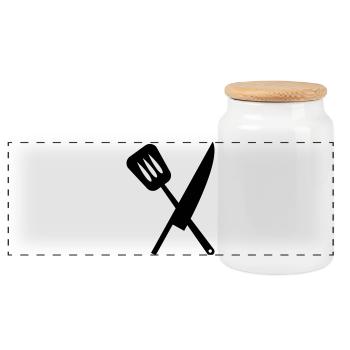 Chef - Kitchen - Cook - Panoramic Cookie Jar with Wooden Lid - white - Front