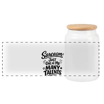 Sarcasme : remarque drôle - Boîte à biscuits avec couvercle en bois - blanc - Devant