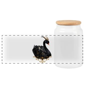 Cygne Noir à la Couronne d’Or - Boîte à biscuits avec couvercle en bois - blanc - Devant