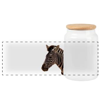 Tête de zèbre - Boîte à biscuits avec couvercle en bois - blanc - Devant