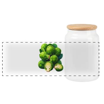 Brussels sprouts - Panoramic Cookie Jar with Wooden Lid - white - Front